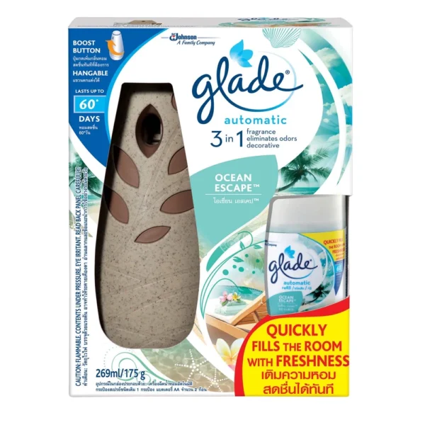 45110ade433af9e59e0cd82f23483455.webp GLADE AUTO OCEAN ESCAPE 3 IN 1 175G Fragrance Pewangi Air Freshener