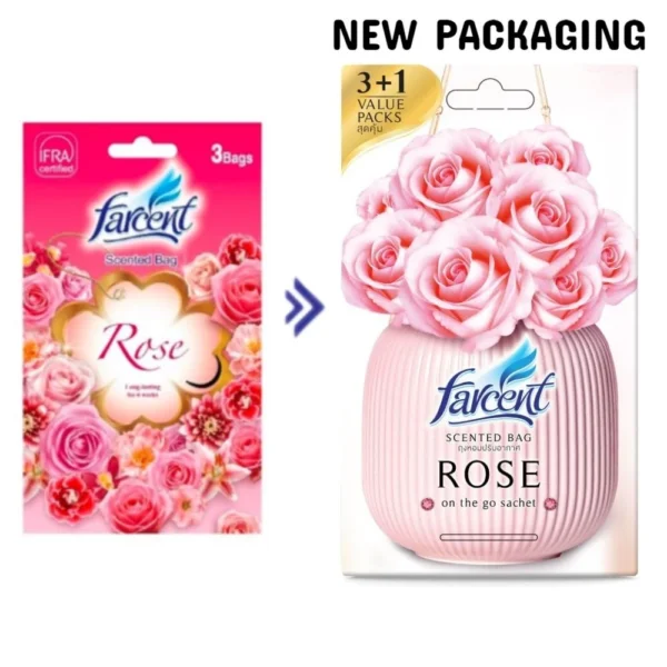 FARCENT SCENTED BAG 3X10G ROSE Pewangi Fragrance Air Freshener