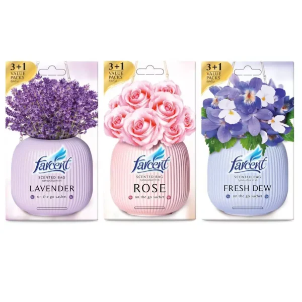 FARCENT SCENTED BAG 3X10G ROSE Pewangi Fragrance Air Freshener