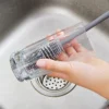 Long Handle Silicone Cleaning Brush Soft Bristle 360 Degree Deep Cleansing Milk Bottle Glasses Kitchen Cleaner Tool