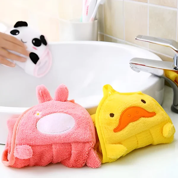 Microfiber Plush Towel Cartoon Thick Coral Velvet Absorbent Hanging Cleaning Cloth Tuala Tangan