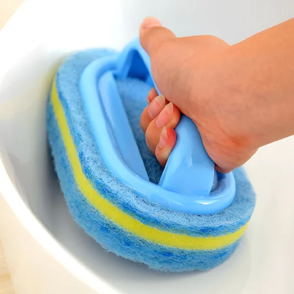 sg-11134201-82607-mlg17g4pqn0j54.webp Plastic Handle Sponge Scrubber Brush Kitchen Bathroom Wall Cleaning Scrubber Berus Pembersih