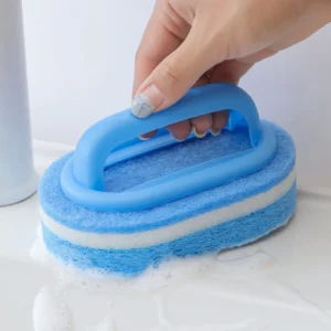 Plastic Handle Sponge Scrubber Brush Kitchen Bathroom Wall Cleaning Scrubber Berus Pembersih