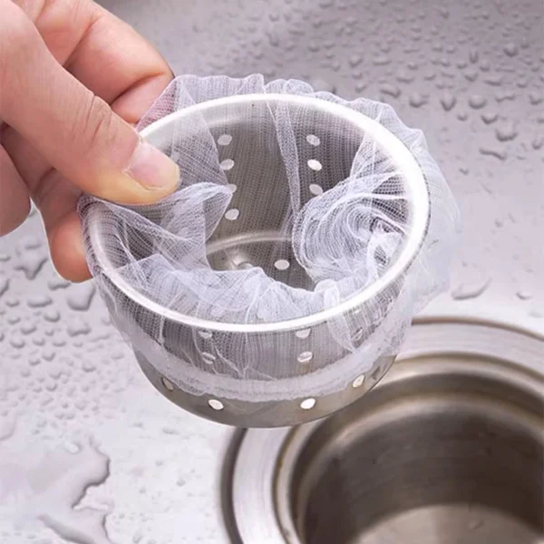 100pcs Disposable Kitchen Sink Filter Bags Fine Mesh Colanders Strainers Elastics Drain Covers