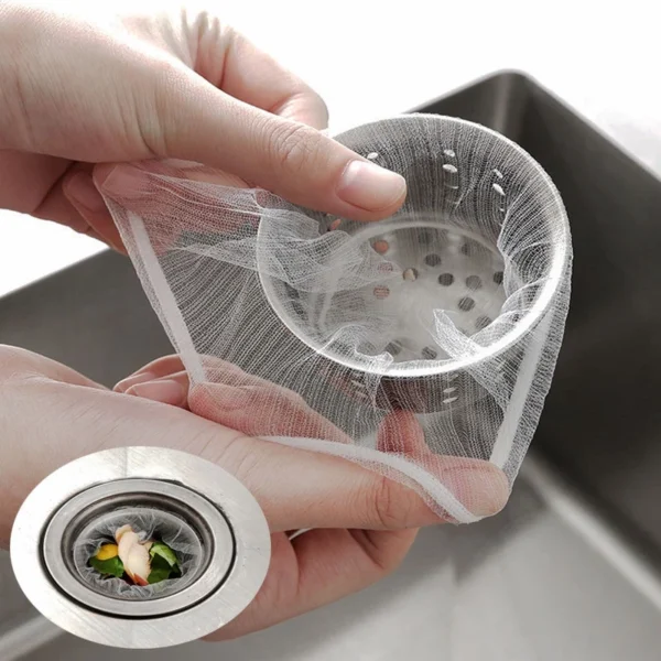 100pcs Disposable Kitchen Sink Filter Bags Fine Mesh Colanders Strainers Elastics Drain Covers