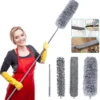 4 In 1 Microfiber Duster Set Extra Long Handle 280cm Ceiling Fan Wall Corner Bendable Brush Cleaner