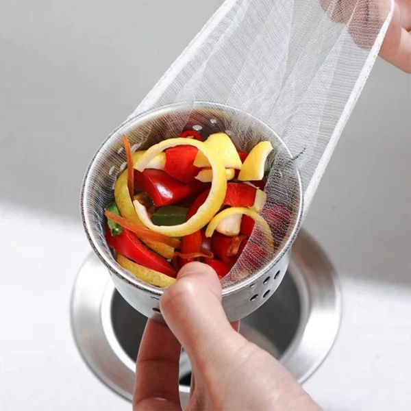 100pcs Disposable Kitchen Sink Filter Bags Fine Mesh Colanders Strainers Elastics Drain Covers