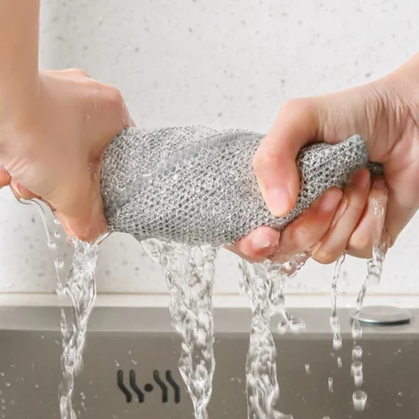 Anti Scratch Wire Dishcloth Cleaning Rags Sinks Stoves Kitchen Rust Removal Metal Steel Pot Pan