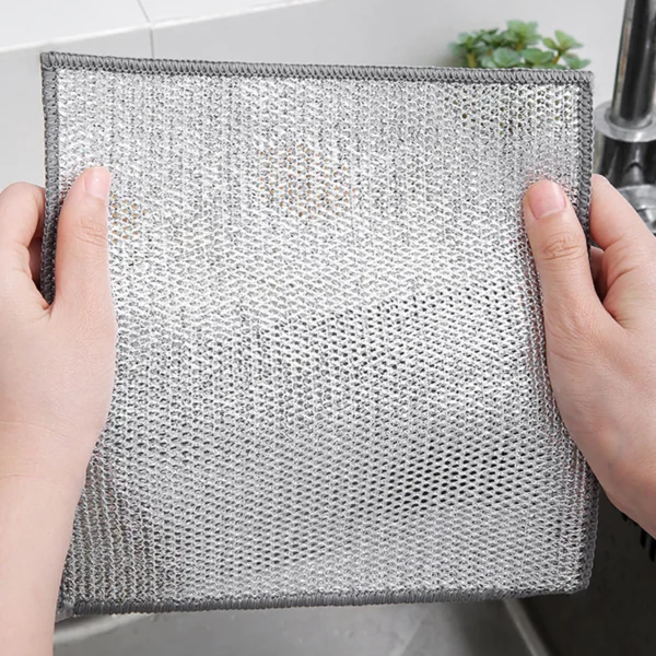 Anti Scratch Wire Dishcloth Cleaning Rags Sinks Stoves Kitchen Rust Removal Metal Steel Pot Pan